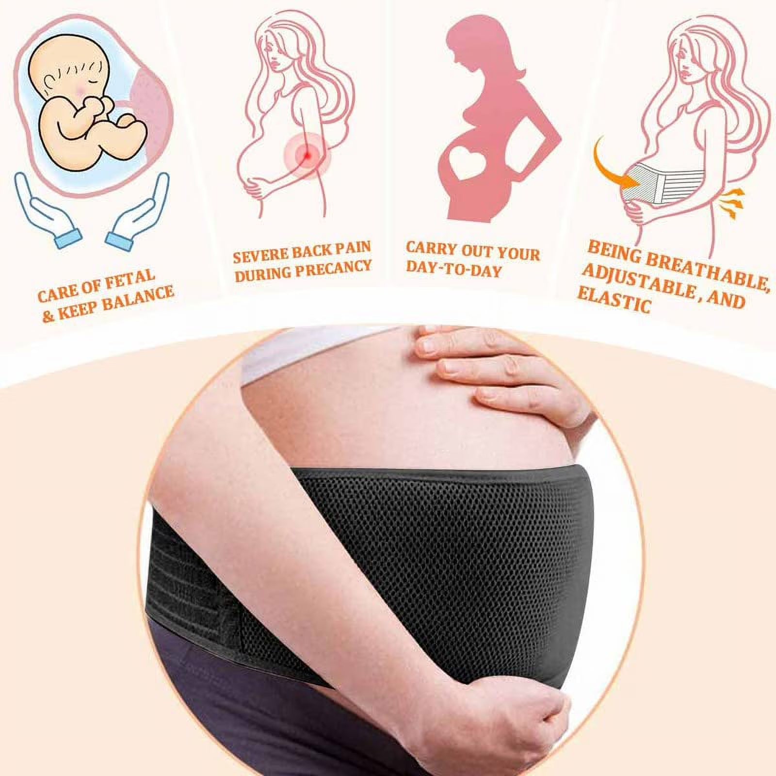 Belly Band for Pregnancy Maternity Belt Pregnancy Support Belt Bump Band Abdominal Brace Belt - Relieve Lower Back, Pelvic and Hip Pain (Black/L/Xl)
