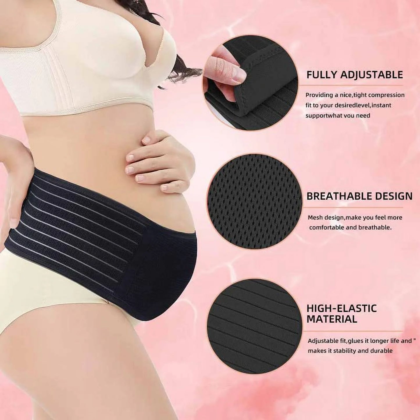 Belly Band for Pregnancy Maternity Belt Pregnancy Support Belt Bump Band Abdominal Brace Belt - Relieve Lower Back, Pelvic and Hip Pain (Black/L/Xl)