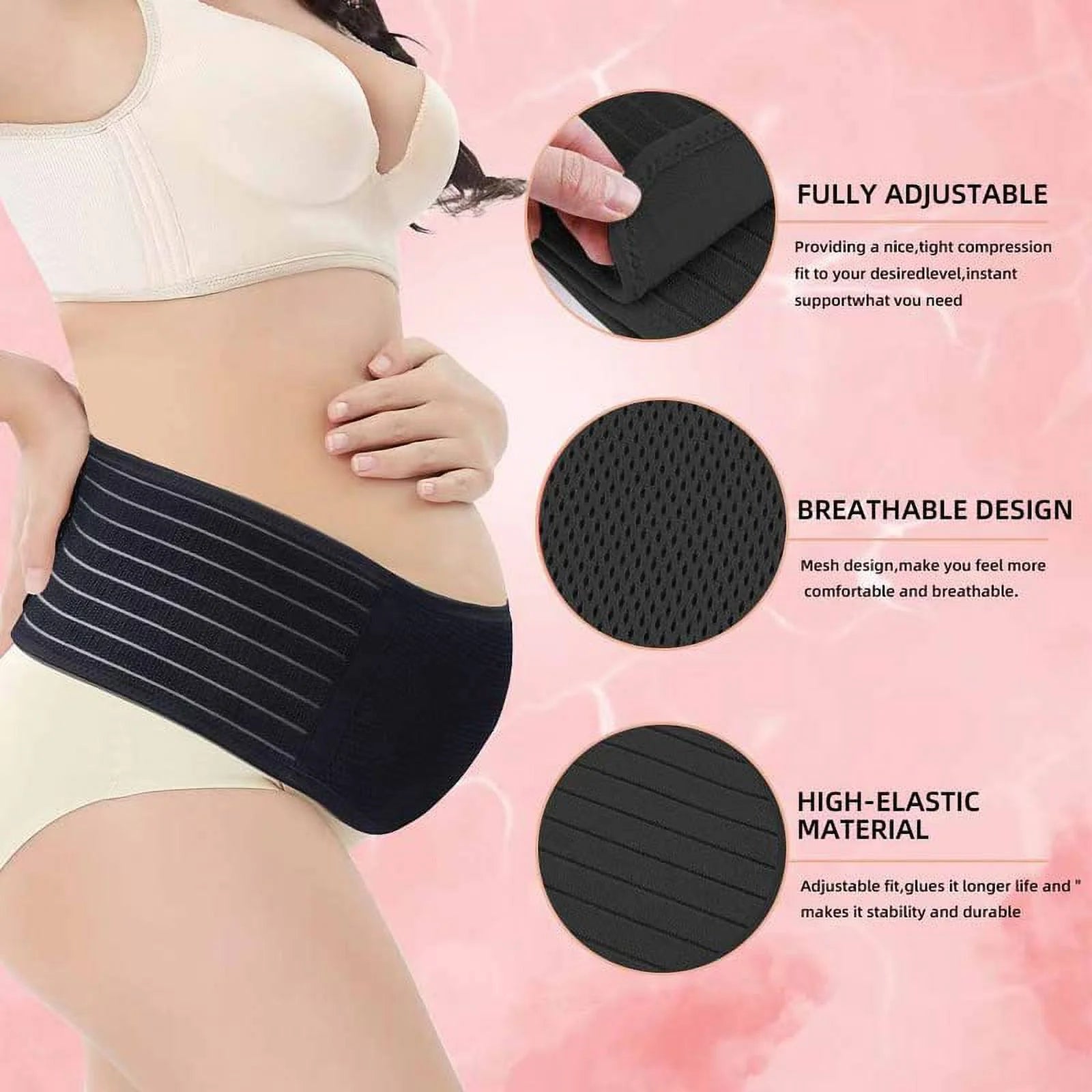 Belly Band for Pregnancy Maternity Belt Pregnancy Support Belt Bump Band Abdominal Brace Belt - Relieve Lower Back, Pelvic and Hip Pain (Black/L/Xl)