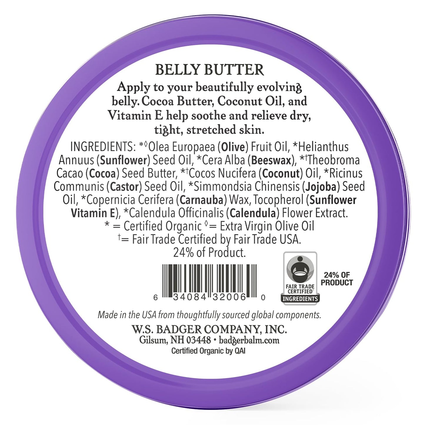 Belly Butter, Organic Stretch Mark Cream for Pregnant Belly, Rich Hypoallergenic